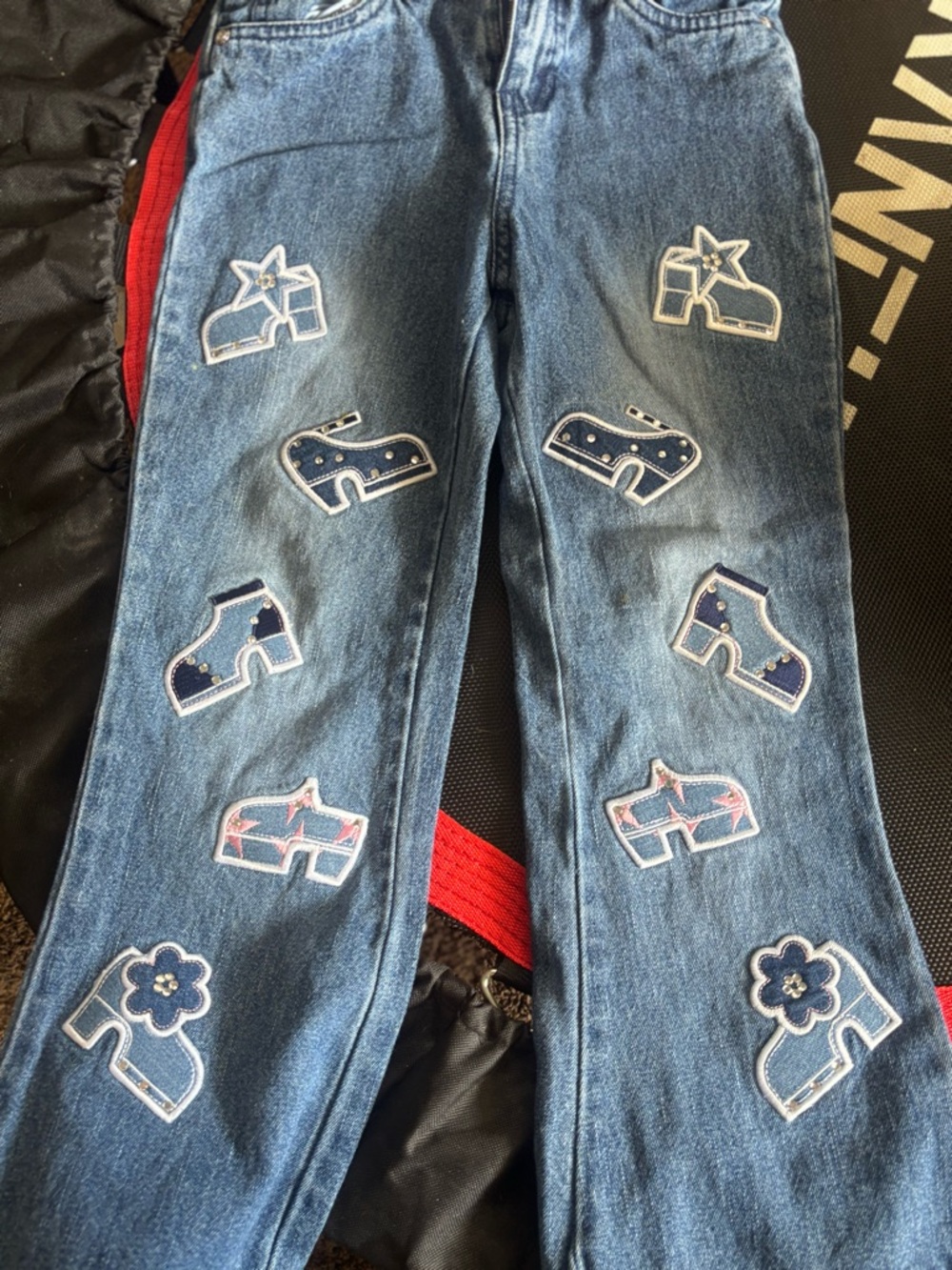 Disney Kids Light Blue Denim Jeans with Multicolor Logo